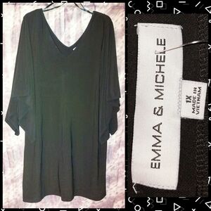 Emma & Michele brand Blk Soft Knit Shift Dress w/Split Kimono Sleeves 1X(16/18)